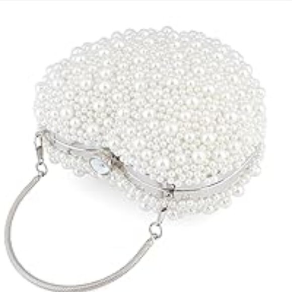 Neiman Marcus Heart Pearl Clutch Purse